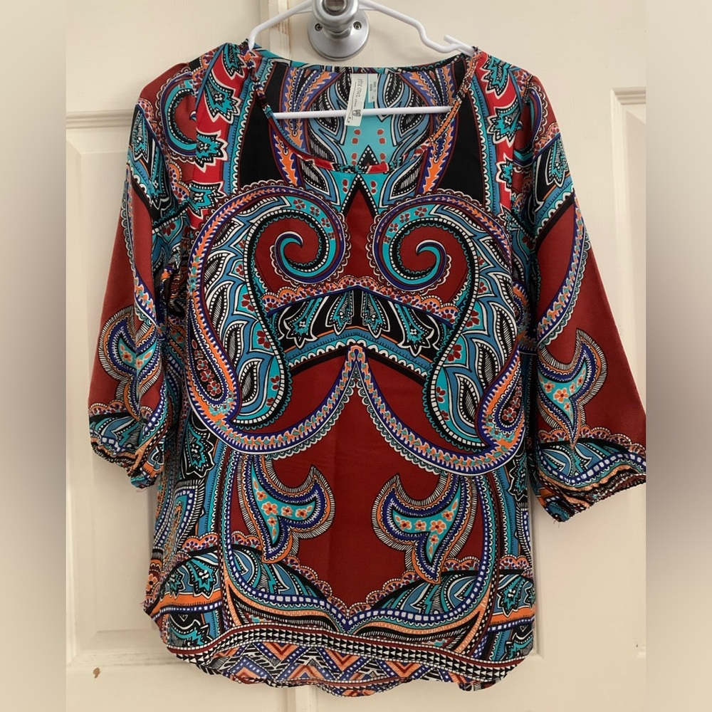 EUC Colorful Blouse ; Size Small; Made in Korea